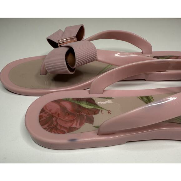 Ted Baker London Susie P Bow Sandals Womens EU 39 US 8 Pink Plastic Flip Flop - Picture 6 of 9